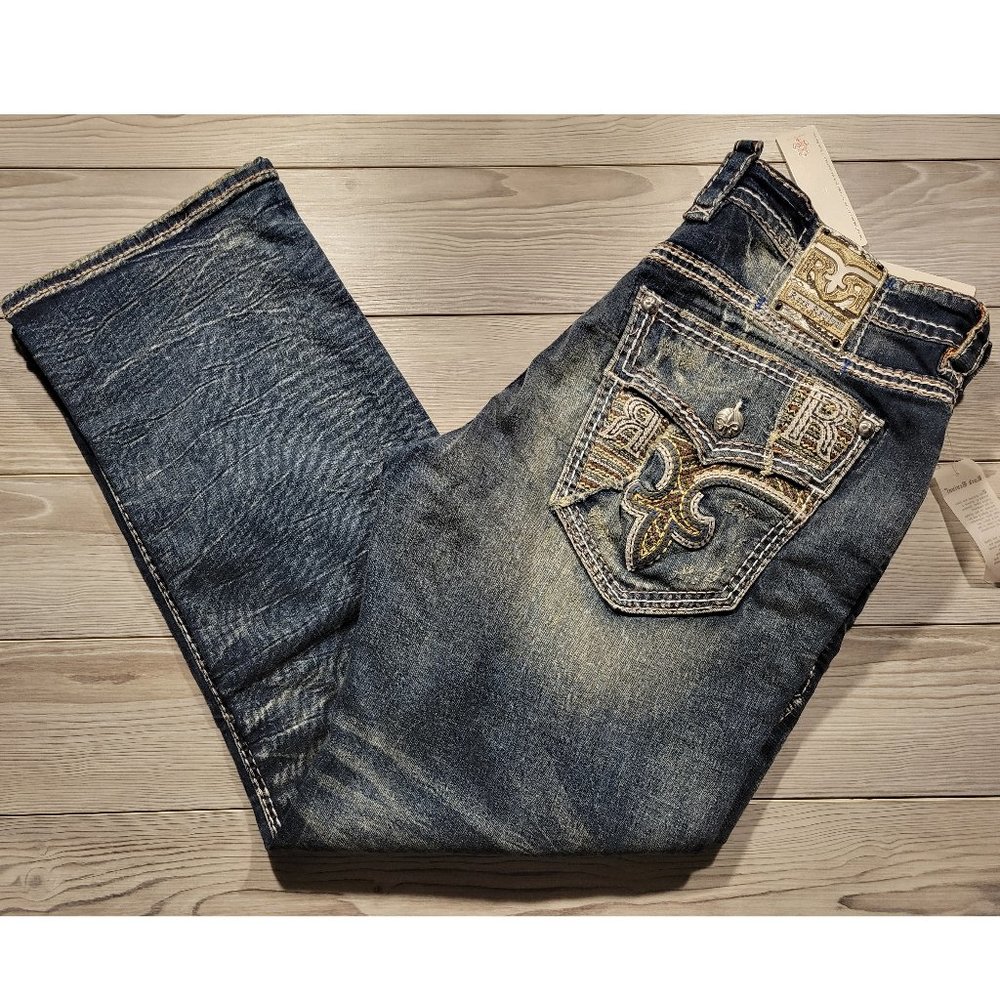 Rock Revival Men's ARMIE STRAIGHT Distressed Denim Jeans Sizes 28~44 Y2K